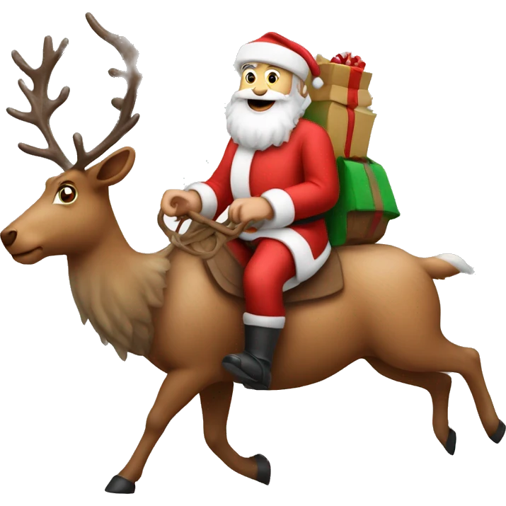 Santa clause riding his reindeer  emoji