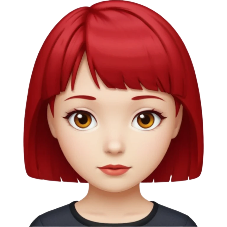 Cherry red short hair girl with forward bangs emoji
