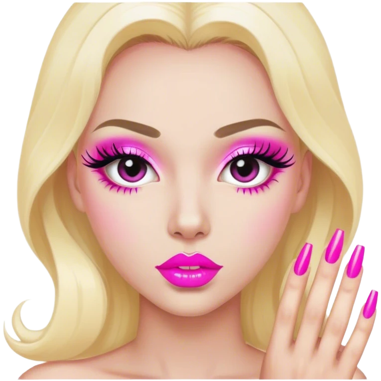 sissyboy with long eyelashes and hot pink lipstick and acrylic nails emoji