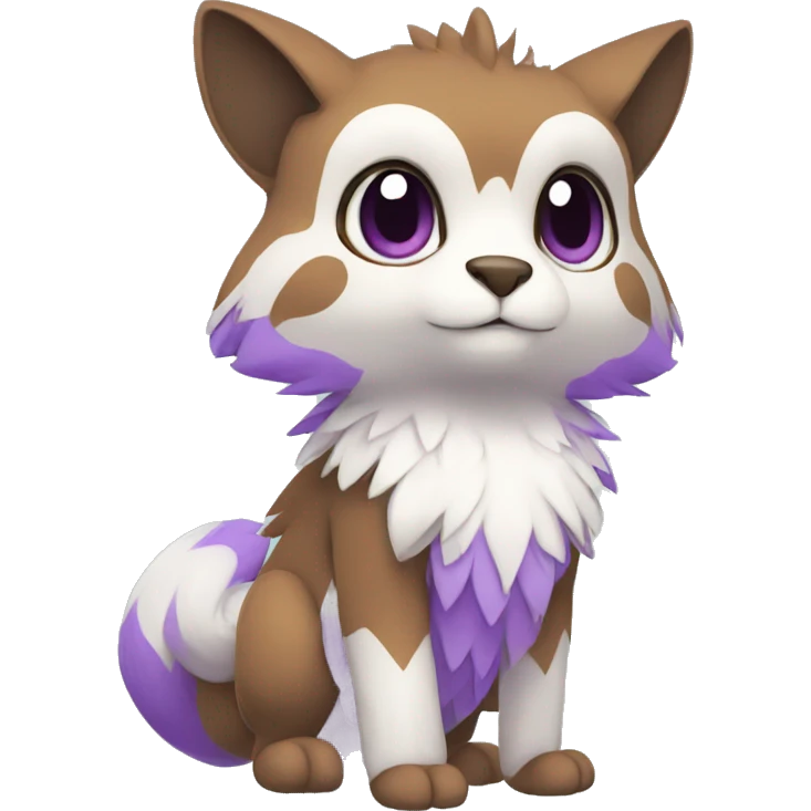 Cute cool brown white purple animal hybrid Fakemon full body emoji