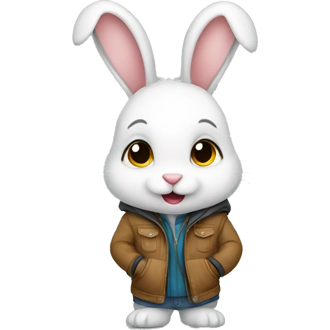 Cute rabbit with jacket emoji
