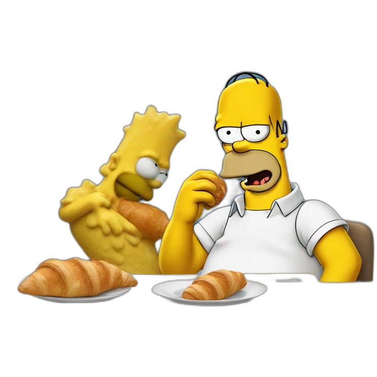 Homer Simpson eating croissant emoji