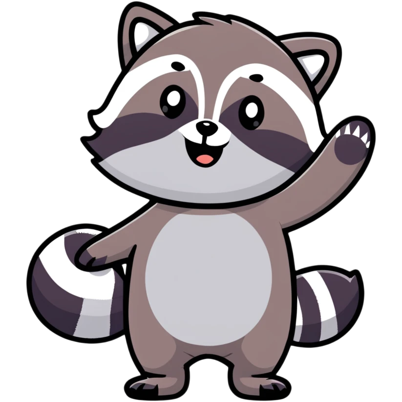 raccoon waving enthusiastically emoji