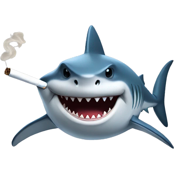 Shark holding a cigarette emoji