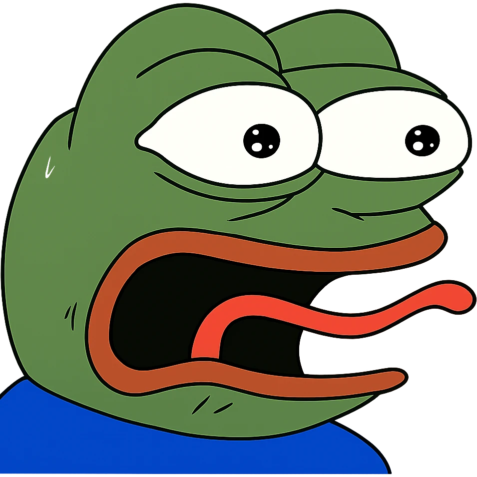 surprised Пэпэ meme with wide eyes and open mouth emoji