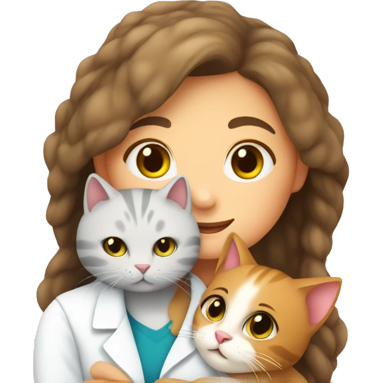 cat cuddles veterinarian girl emoji