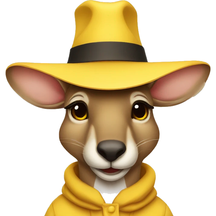I want a kangaroo dressed in a plain yellow hat with its eyes closed, I want it with just its face emoji