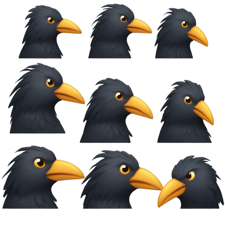 Crow with mullet hair emoji