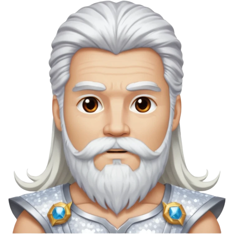 Jupiter, God of Thunder from Gods and Goddesses with long white hair and beard, white sequin outfit emoji