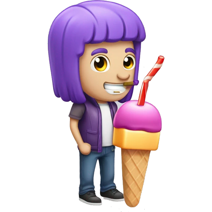 Purple haired Caucasian male eating a popsicle  emoji