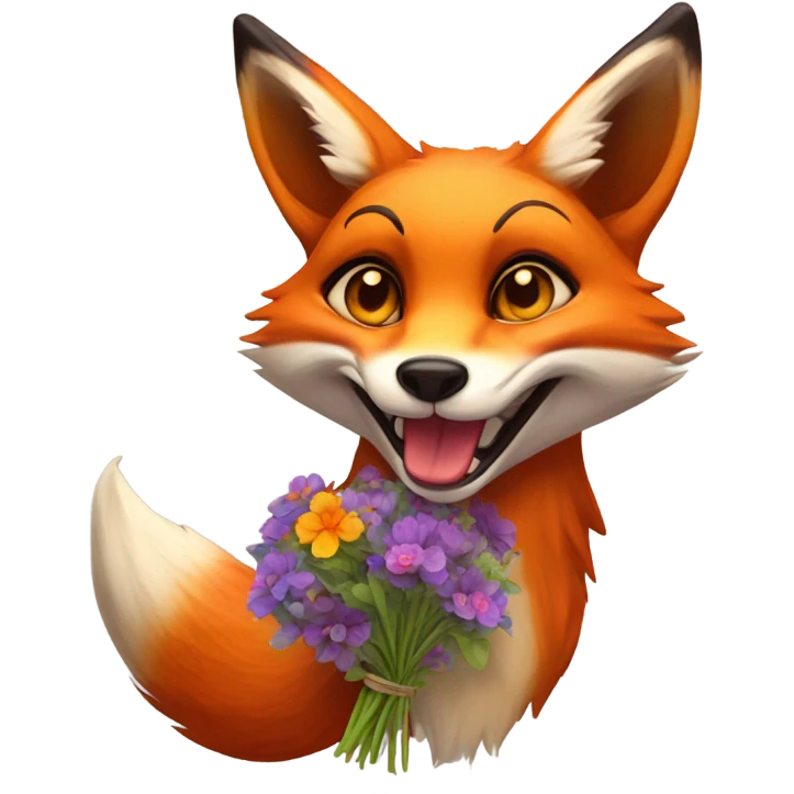 Fox holding flowers emoji