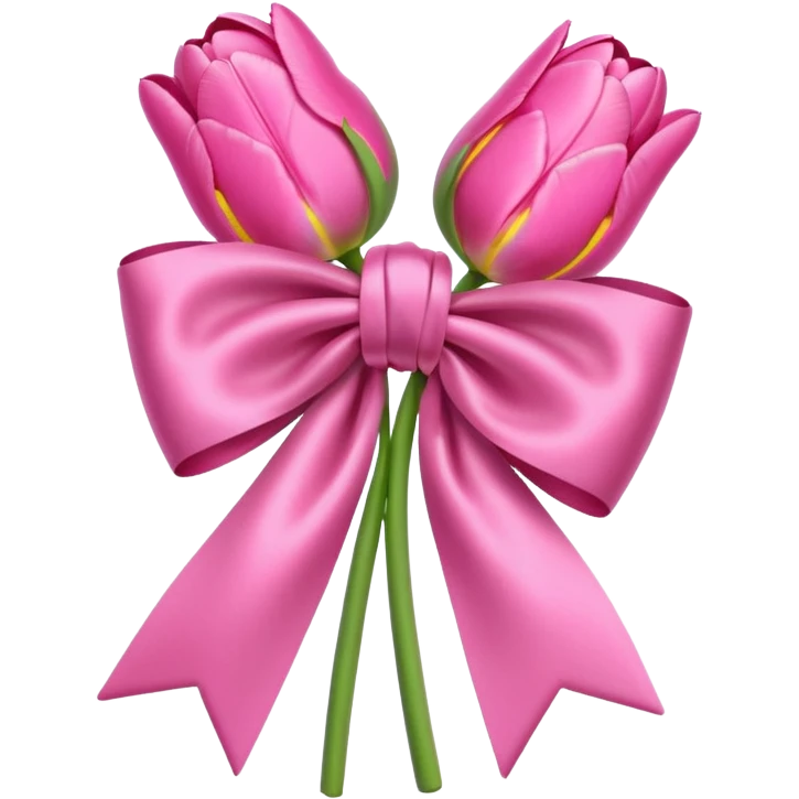 Pink tulips with a bow emoji