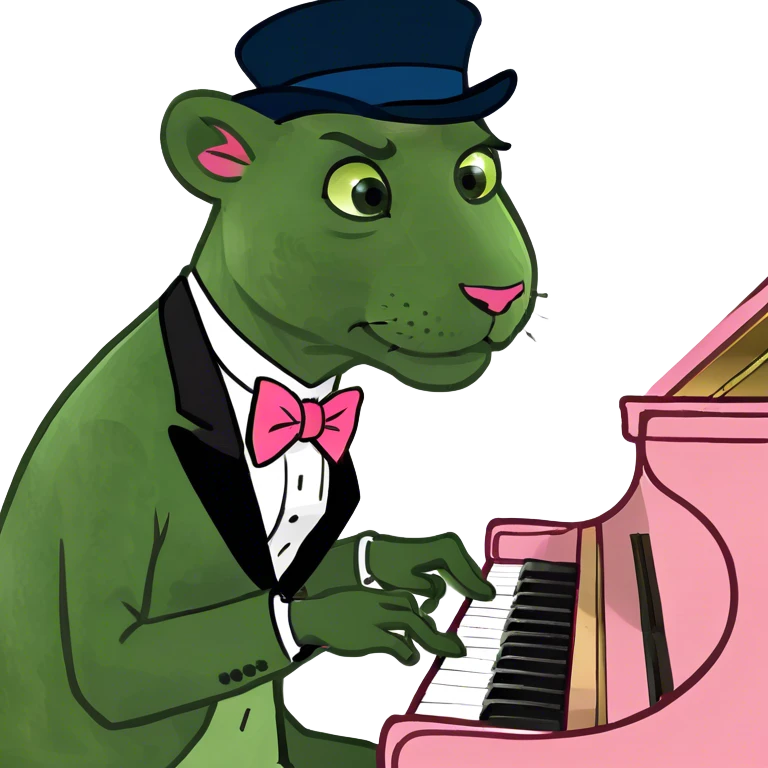 Pink panther character playing the piano  emoji
