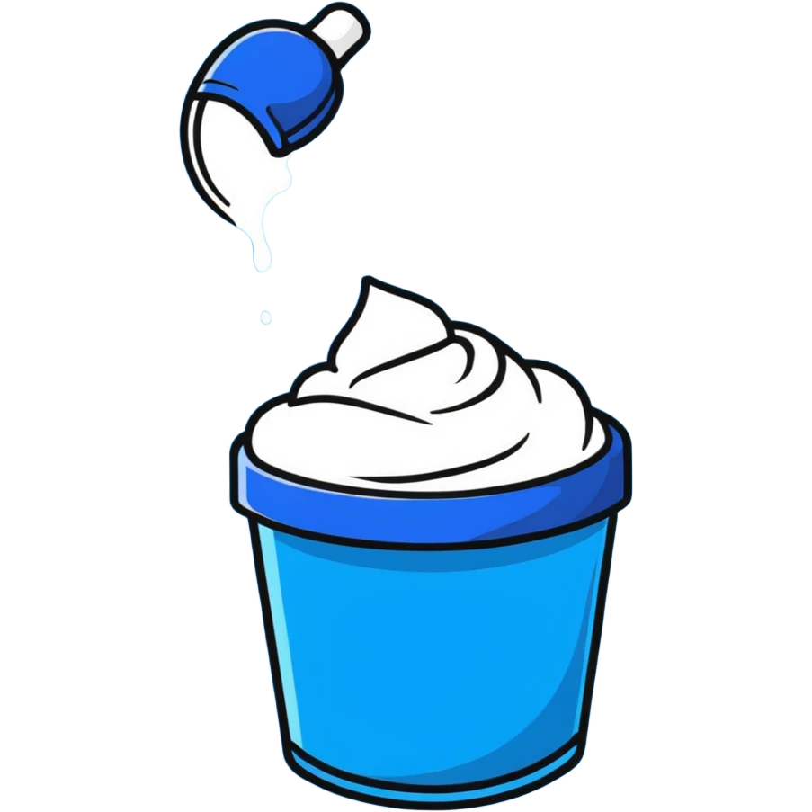 shaving cream blue and white can with foam emoji