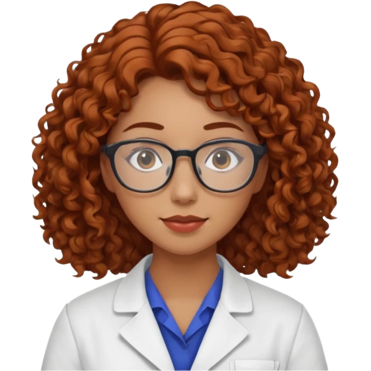young women pharmacist studying science, curly hair emoji
