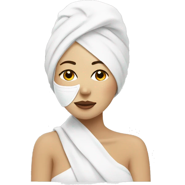 Lady with face mask spa beauty full face relaxing emoji
