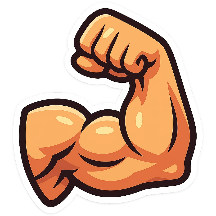 flexing muscular arm, bold and expressive, modern style, vibrant colors, suitable for Discord emoji emoji