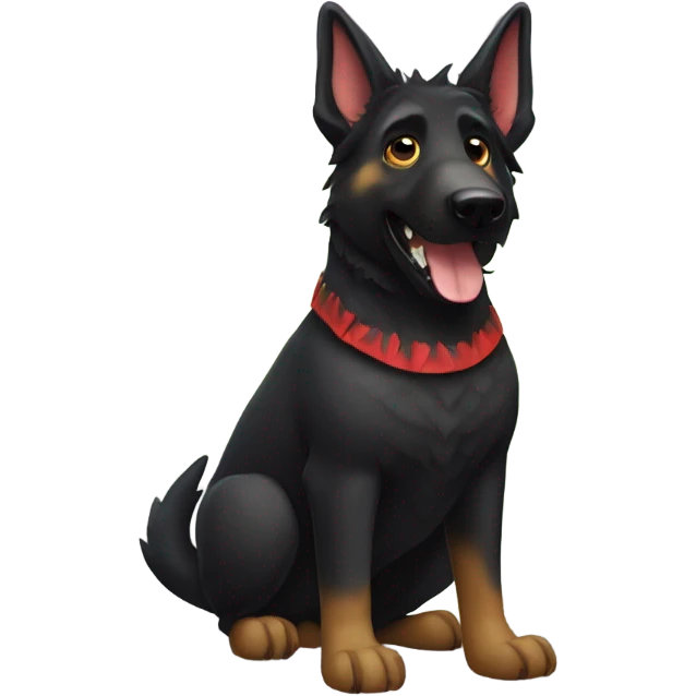 All black German shepherd in a dinosaur costume  emoji