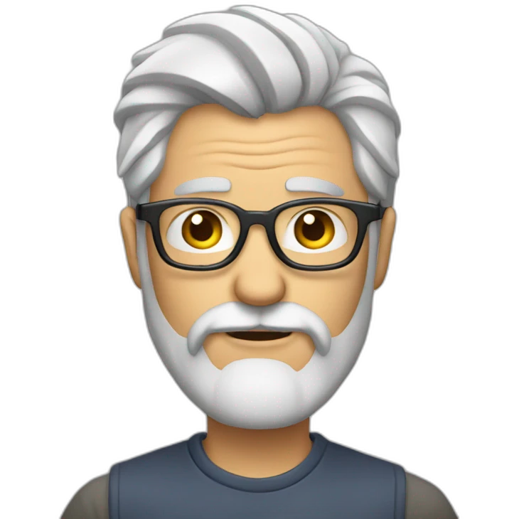middle aged hipster no hat with beard silver hair emoji