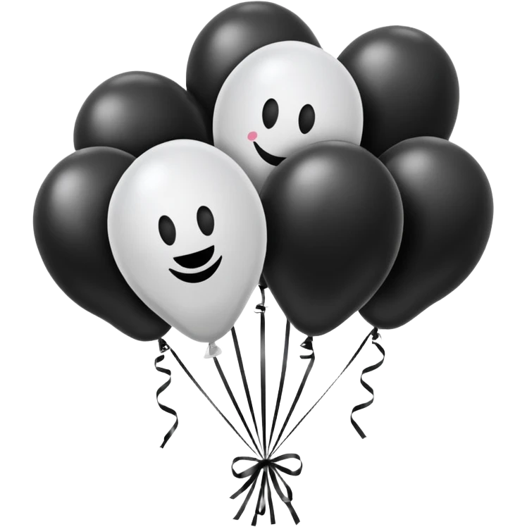 birthday sign in black and white ballons emoji