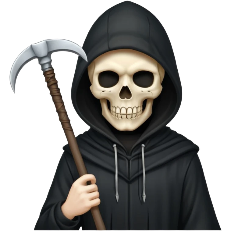 skull head, black hood, scythe emoji