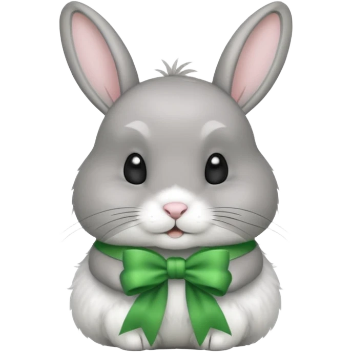 grey rabbit wear green bow emoji