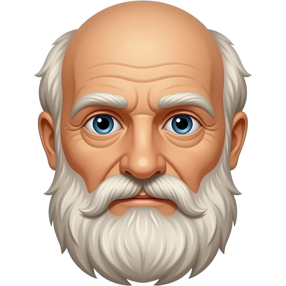 Socrates, almost-bald, very snub-nosed, big bulge-eyed, shaggy beard, old-ish emoji