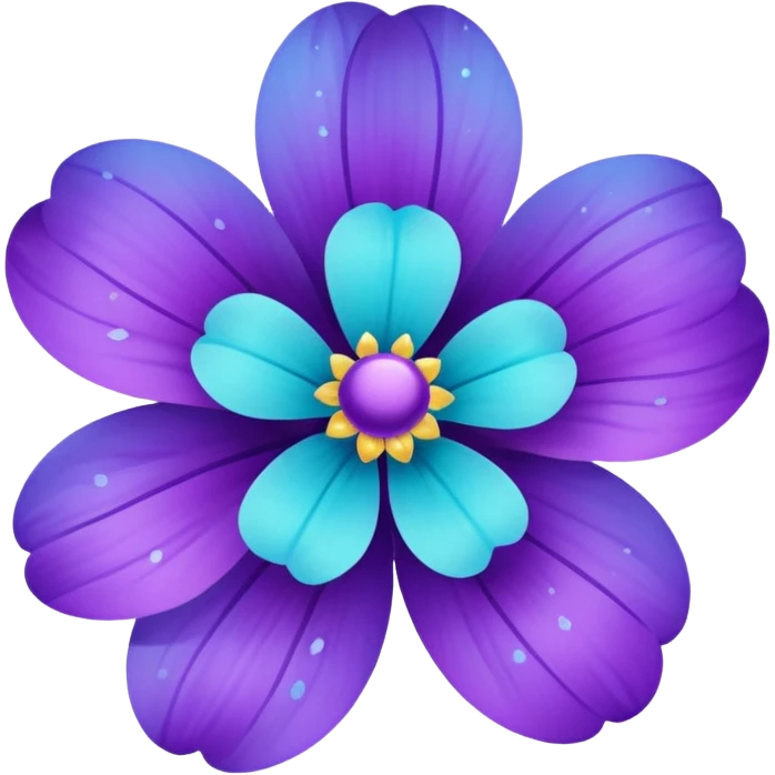 glitter purple and cian flower emoji
