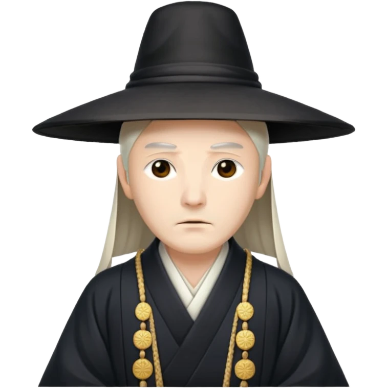 Japanese Court Lord Elegant noble in long robes with tall hat, white 
 emoji
