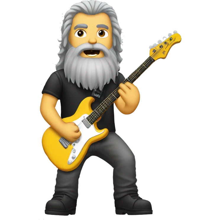 Headbanger guitar grey beard and hair long emoji