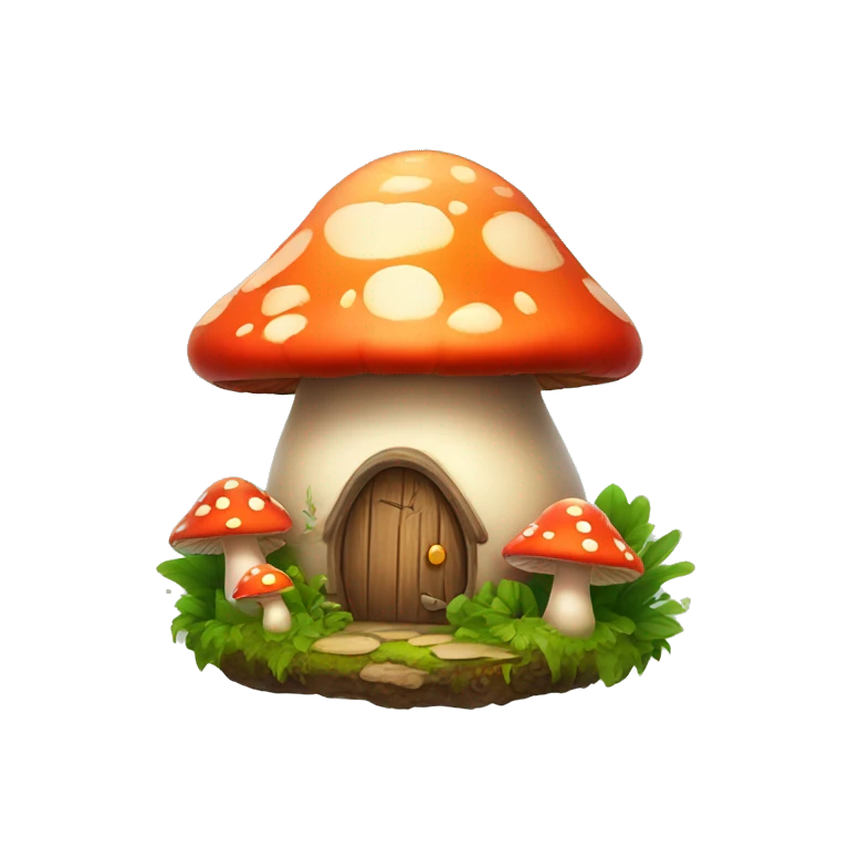 Make a logo of a cute mushroom house with a fairy emoji