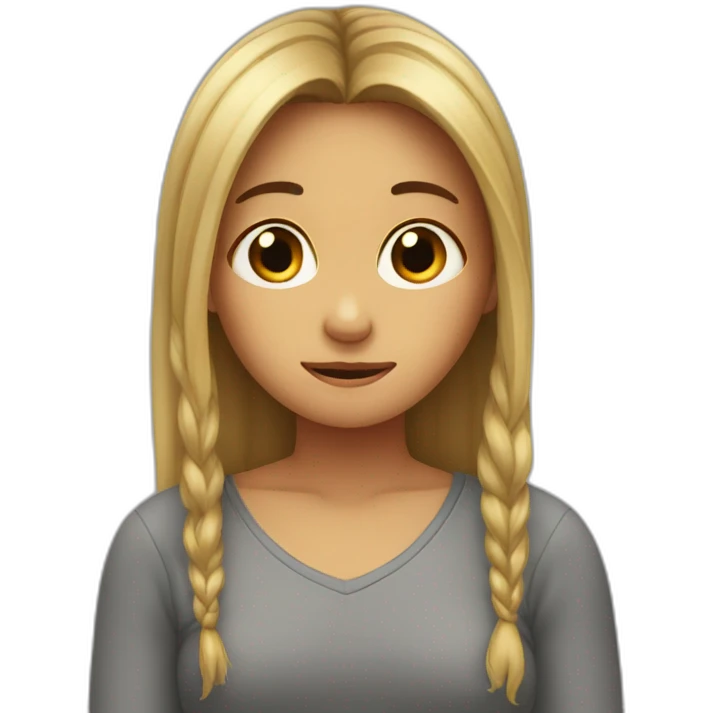 embarrassed girl hiding behind her hair emoji