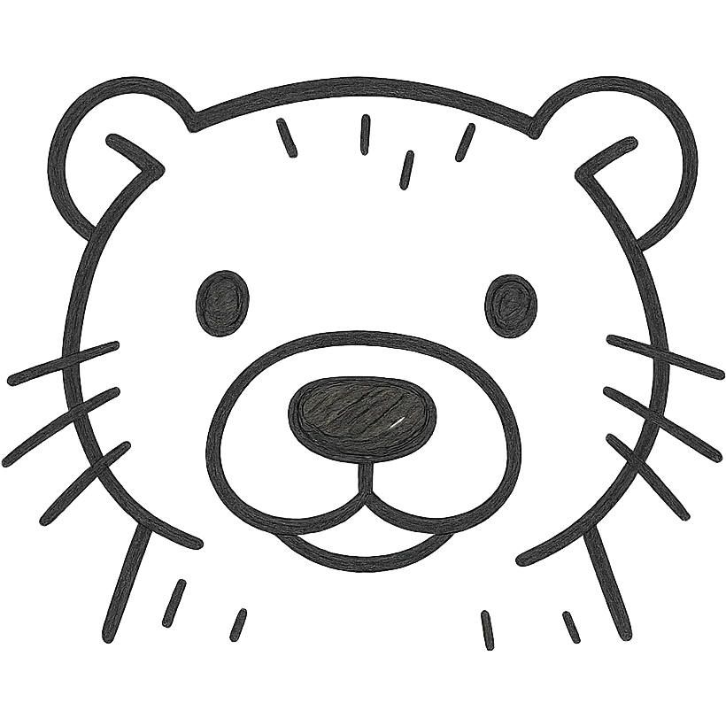 hand drawn outlined ferret head icon emoji