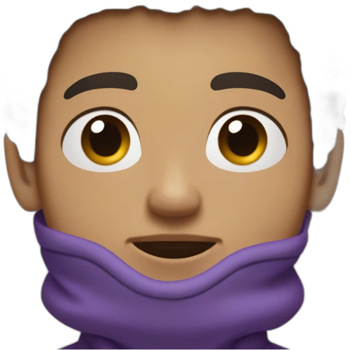 light skin tone guy with a purple hoodie and a big black afro and brown eyes emoji