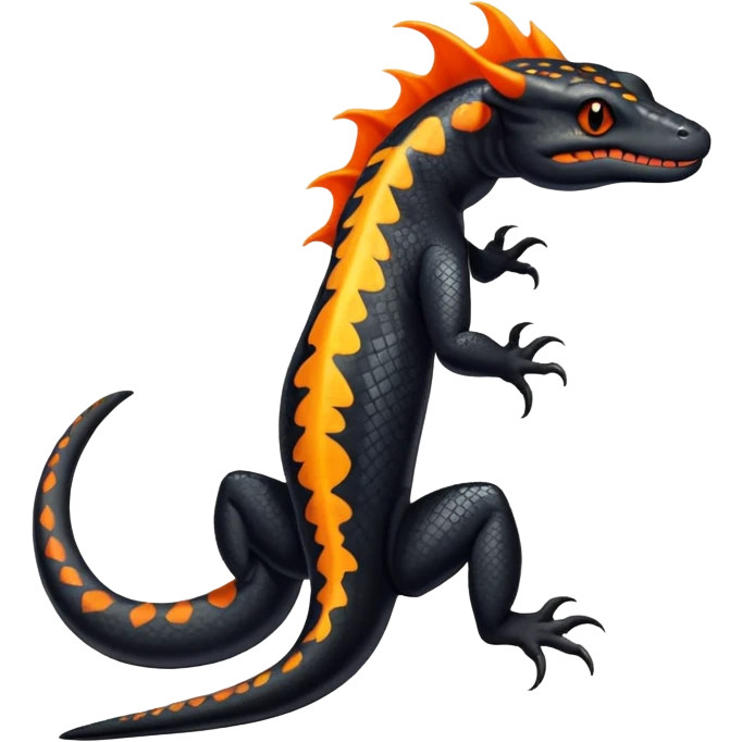 Black an Orange Salandit-Salamander-Draco-Drakeon-hybrid emoji