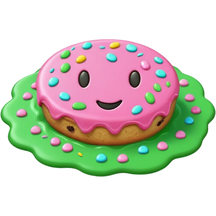 cookie in color pink and green water emoji