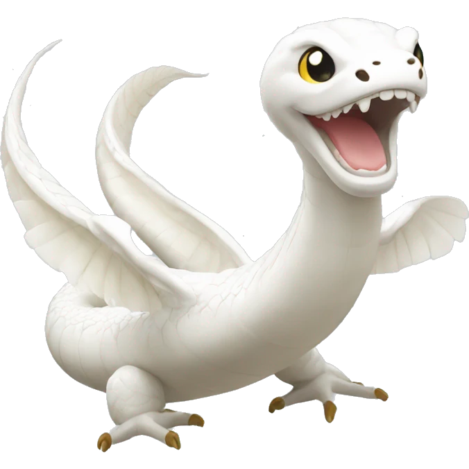 Happy white snake with wings on back emoji