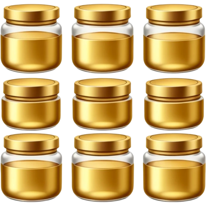 Varios produtos de beleza com tampa dos potes dourados e fundo transparente pra usar como figurinha emoji