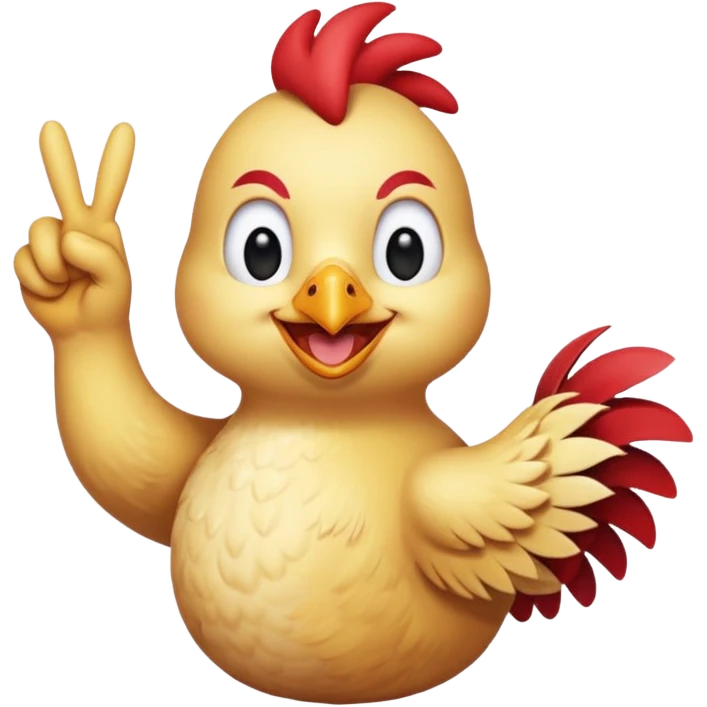 Chicken and spike doing peace  sign ￼ emoji