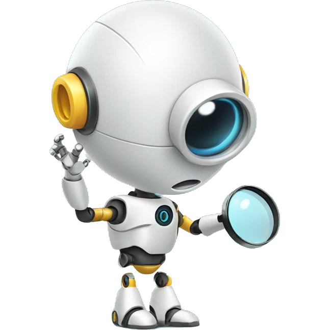 cute Robot with magnifying glass emoji