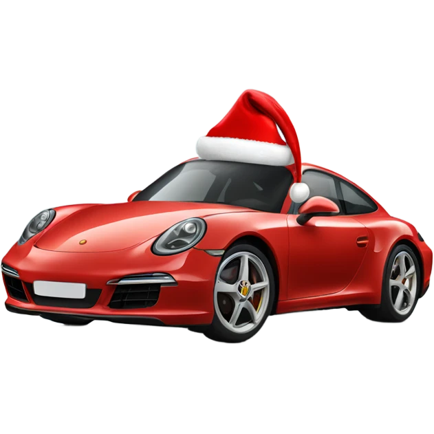 A Porsche wearing a santa claus hat emoji