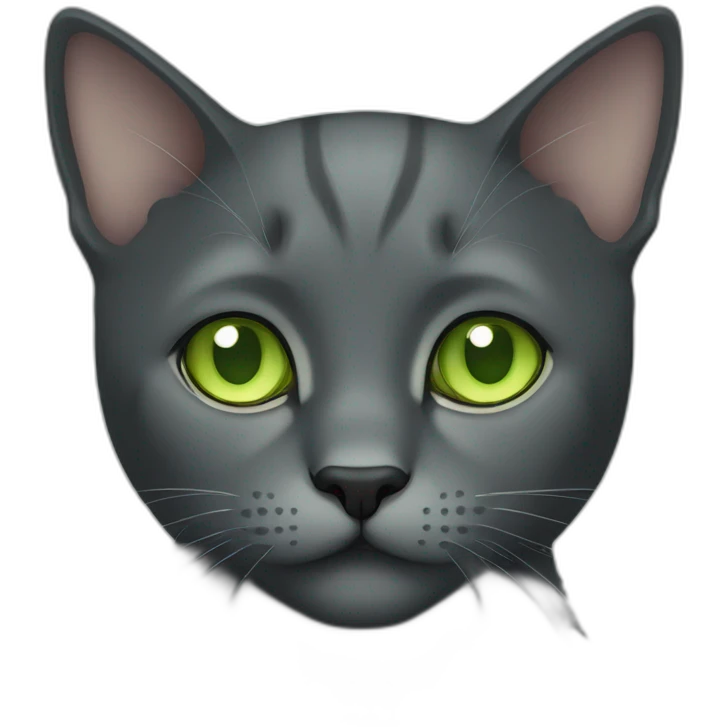 Dark gray cat with light green eyes  emoji