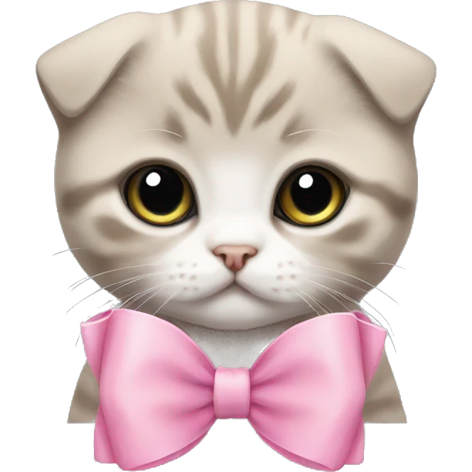 Scottish fold kitten with pink bow emoji