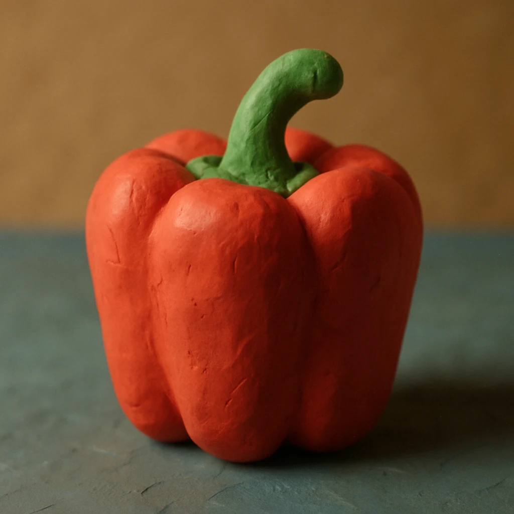 claymation style red pepper with visible texture emoji