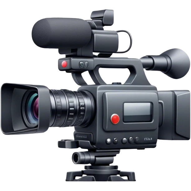 Create an emoji for video shooting. Show a video camera with a recording icon. Use modern, professional colors. Do not include any emojis or smiley faces. Make the background transparent. emoji