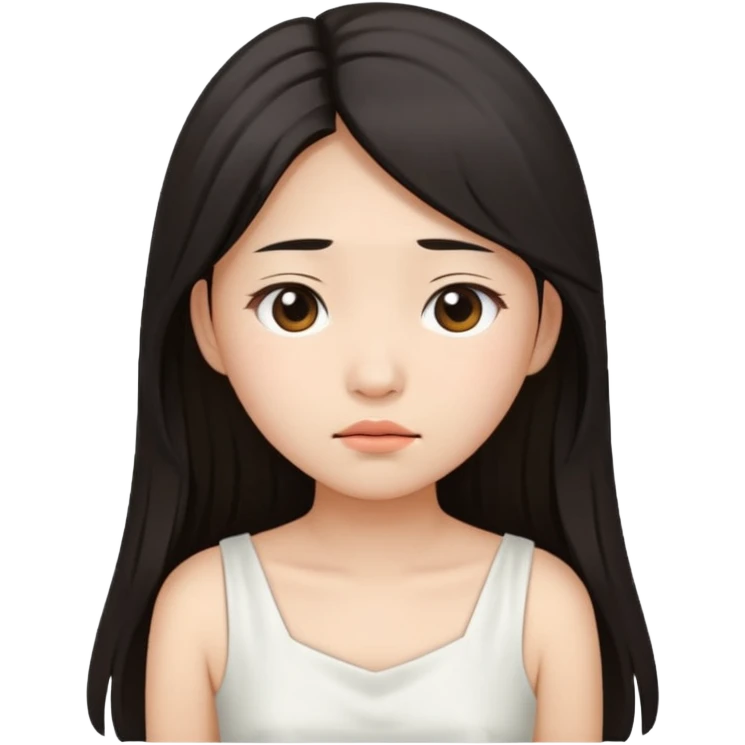 asian girl tired face white dress emoji