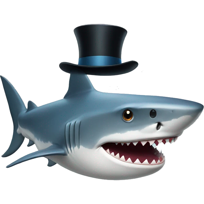 Shark with a top hat emoji