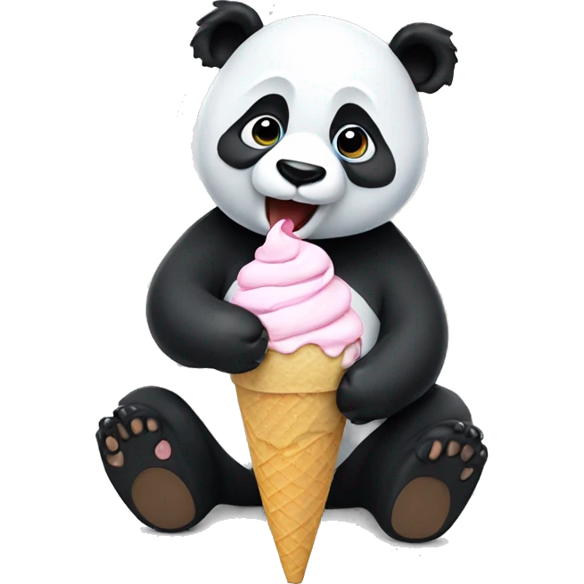 Panda eating ice cream emoji