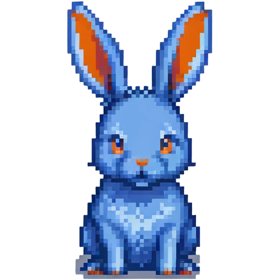 blue rabbit, pixelated blue bunny emoji