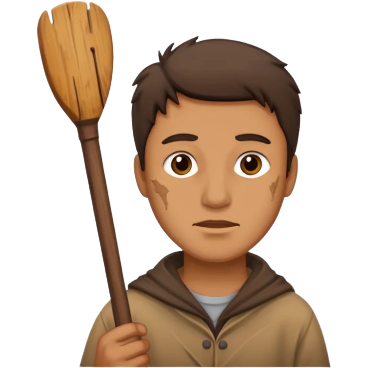 Tahta adam elinde sopa emoji